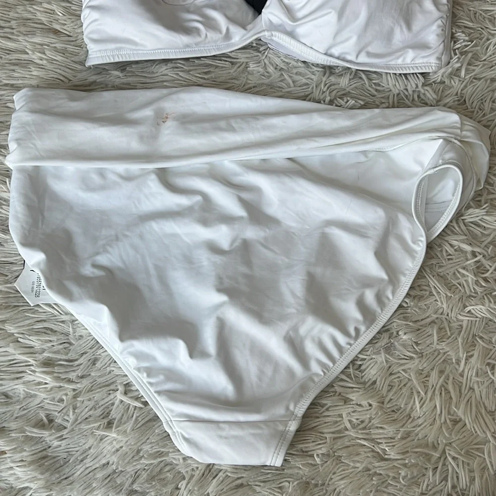 Ralph Lauren BLACK/WHITE Bel Air Tie-Back Halter Bikini Swim Top and Hipster Bik